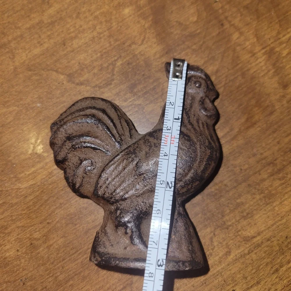 Vintage Cast Iron Rooster Figurine Rustic Farmhouse Decor‎ Brown Chicken...